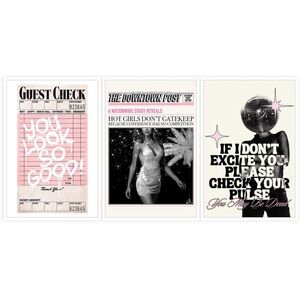 Trendy Pink Canvas Posters, 3 pk, unframed, 16x24